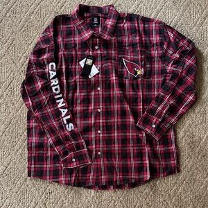FOCO Arizona Cardinals Plaid Button Down Shirt 2X